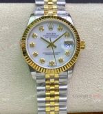 Swiss Copy Rolex Datejust WF 31mm Midsize Watch Two Tone White Mother of Pearl Dial